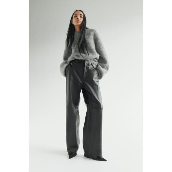 Straight leather trousers