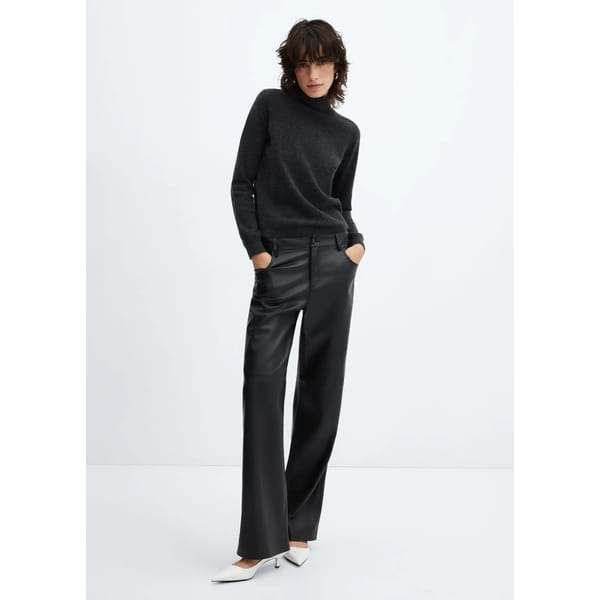 Mid-rise leather effect trousers