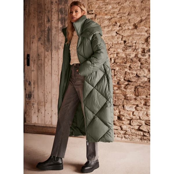 Khaki Padded Longline Parka