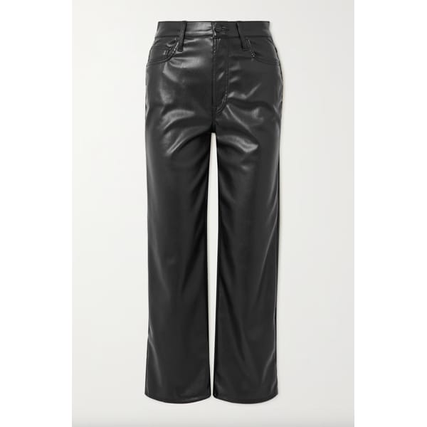 mother The Rambler cropped faux leather wide-leg pants
