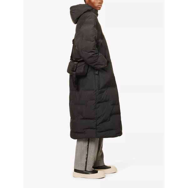 Padded detachable-hood recycled-polyester coat