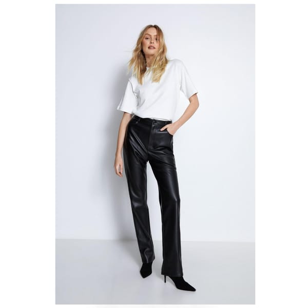 warehouse Faux Leather Straight Leg Trouser