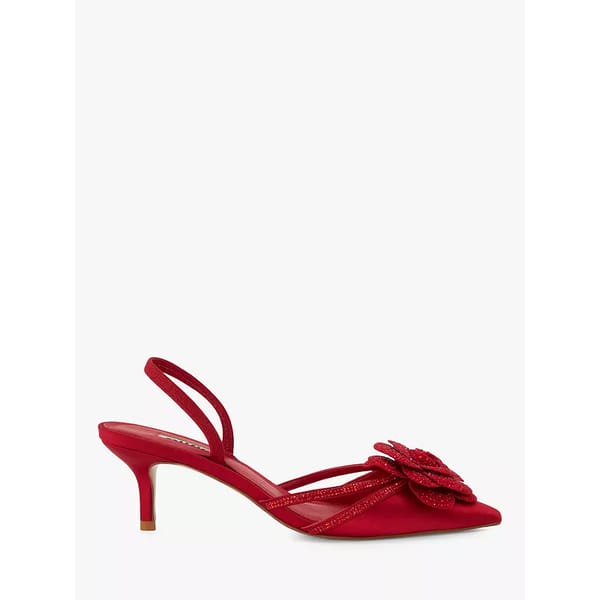 Dancehall Satin Stiletto Court Shoes, Red Satin