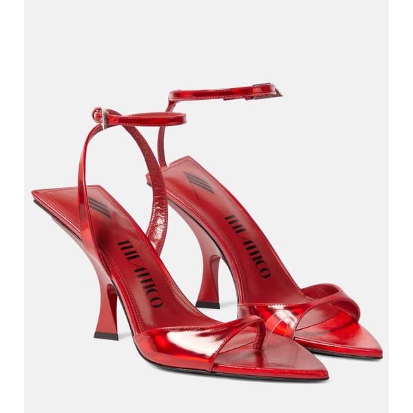 RED GG Mismatched 85 metallic sandals