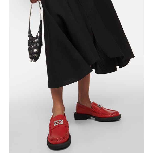 ganni Logo embellished leather loafers