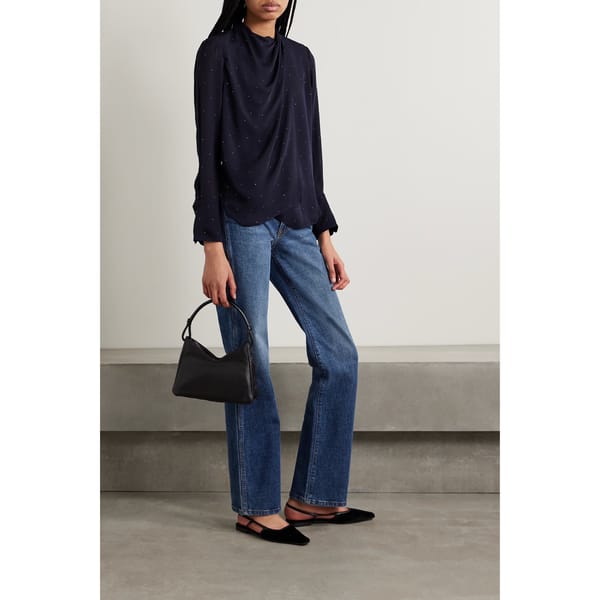 Luna wrap-effect crystal-embellished silk-chiffon blouse copy