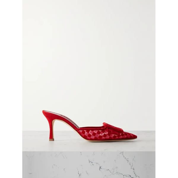 red mesh shoes with buckle