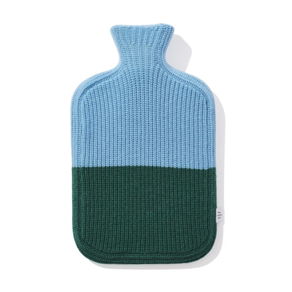 blue and green hot water bottle
