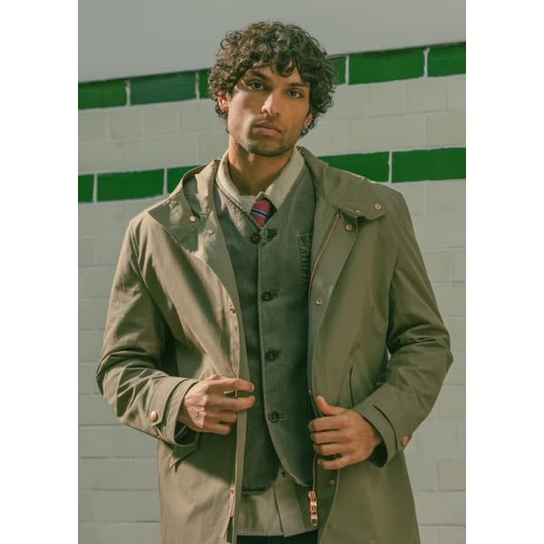 model wears parka coat