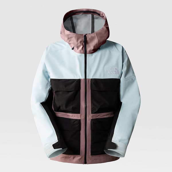 blue and brown north face jacket