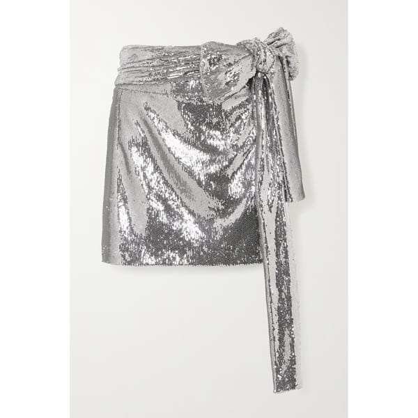 silver Bernard asymmetric sequined taffeta mini skirt