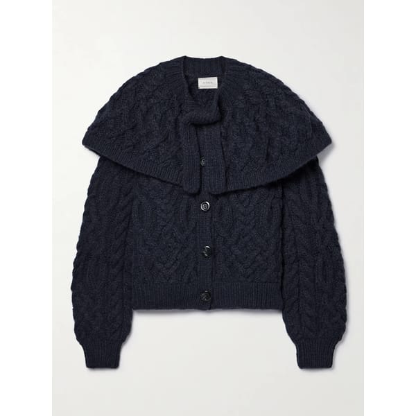 navy cape collar cable knit jumper