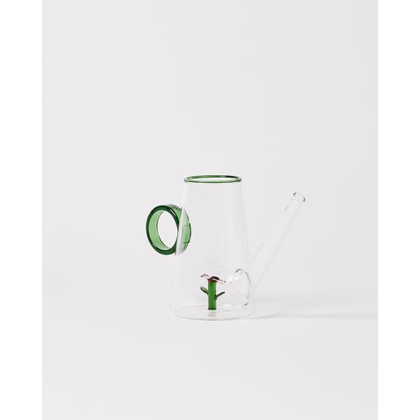 Flower Clear Glass Watering Can Small