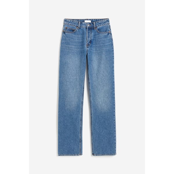 straight leg blue jeans