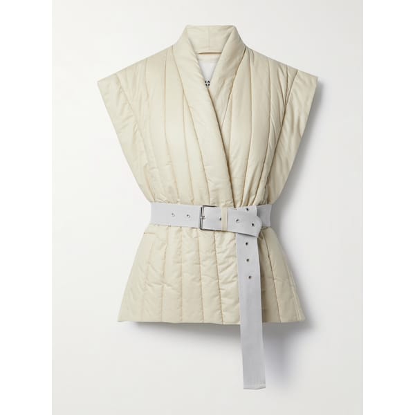 cream Ajali belted quilted padded cotton-blend shell vest