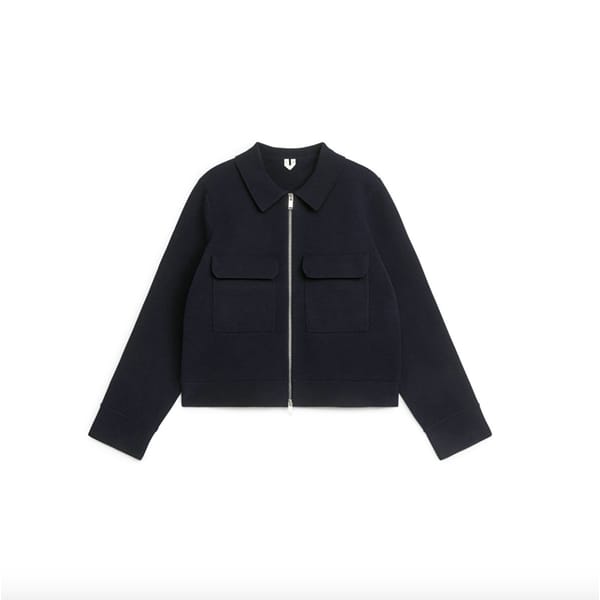 navy Knitted Cotton Jacket Navy