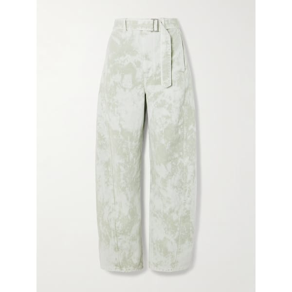 pale blue and white tie-dye jeans