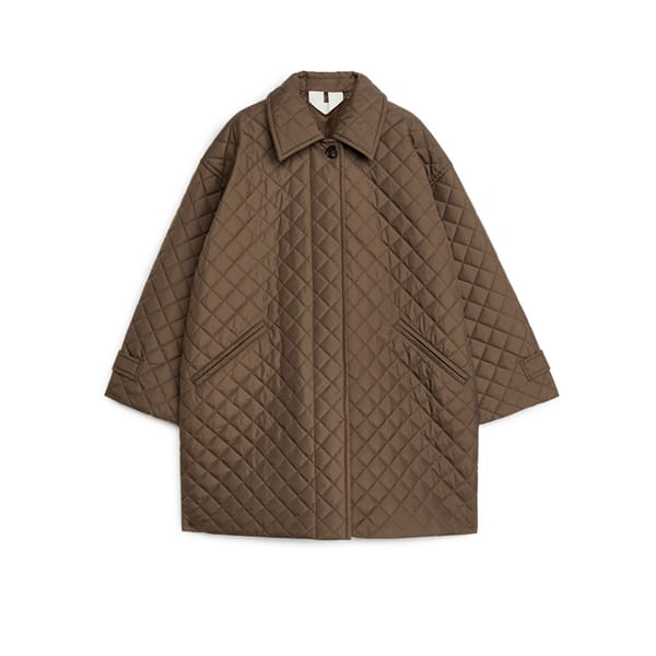 brown Oversized Quilted Coat