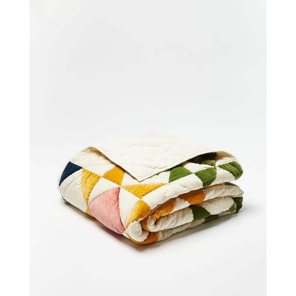 Patchwork Multicolour Velvet Bedspread
