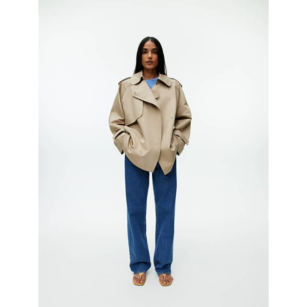model wears Short Trench Coat