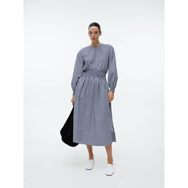 Smocked-Waist Gingham Dress