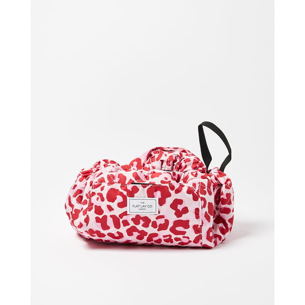 The Flat Lay Co. Leopard Print Pink Make Up Bag