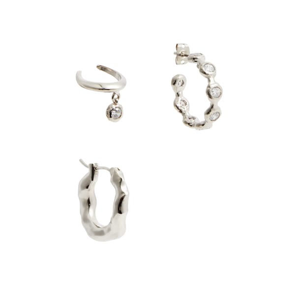 JOANNA LAURA CONSTANTINE New Season Wave rhodium-plated earrings - set of three