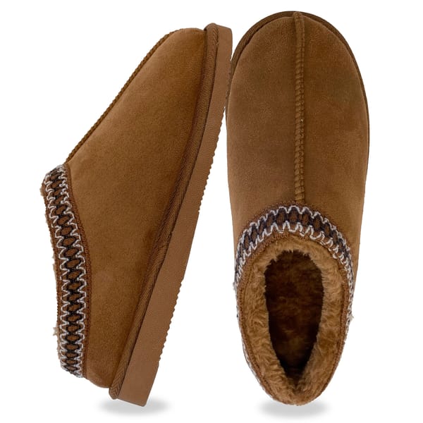 fleece lined tan suede slippers