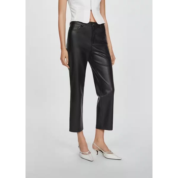 Leather-effect straight trousers