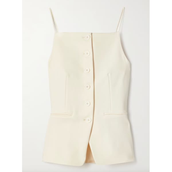 cream button detail vest