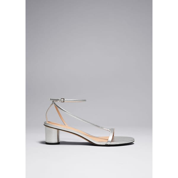 silver Heeled Leather Sandals