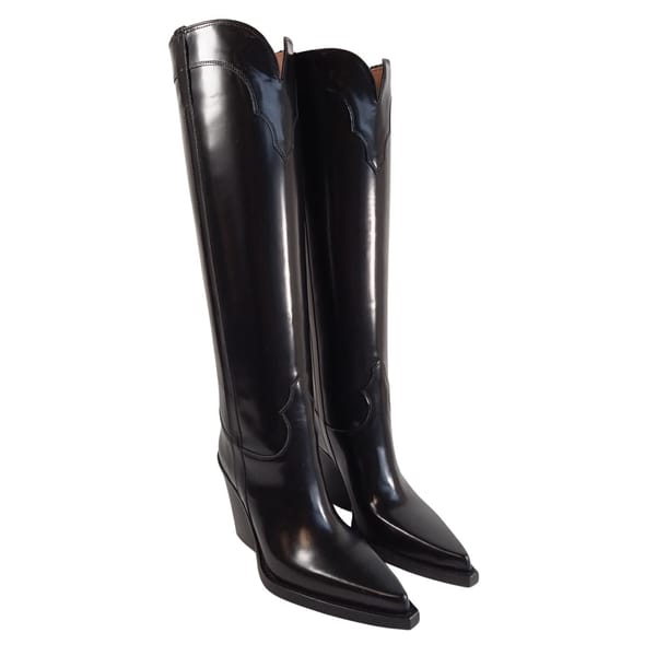 black leather western boots