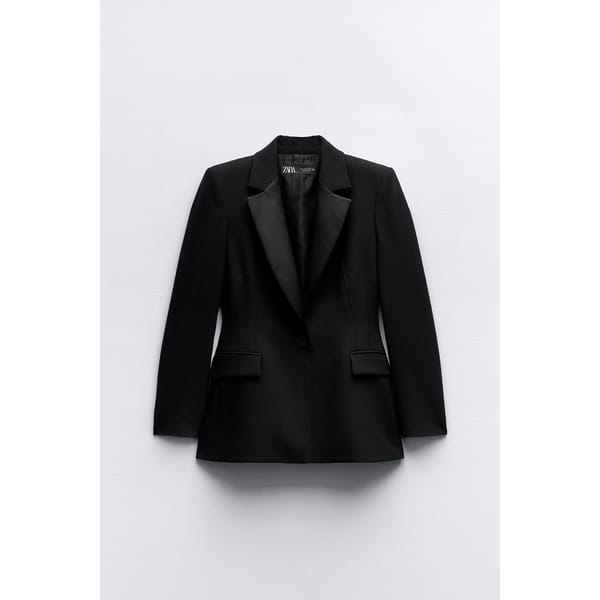 CONTRAST SATIN BLAZERblack