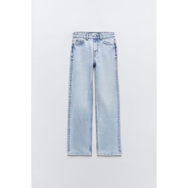 blue straight leg jeans