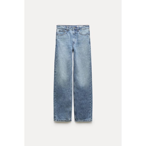 wide leg blue jeans