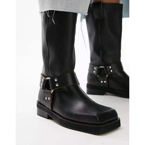 LEATHER BIKER BOOTS