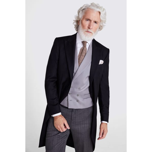 BARBERIS ITALIAN TAILORED FIT BLACK HERRINGBONE TAILS