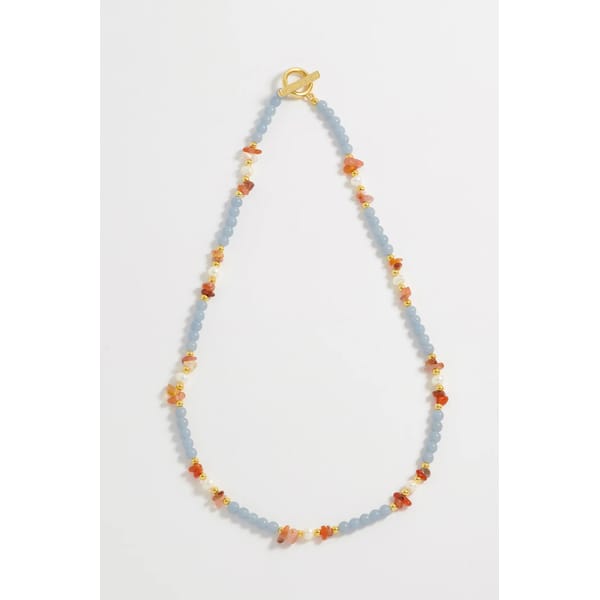 Gemstone Pearl T-Bar Necklace