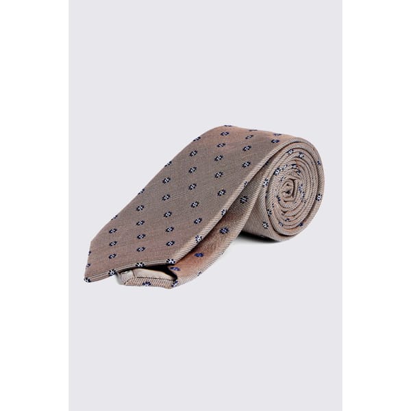 Gold Floral Geo Silk & Linen Tie