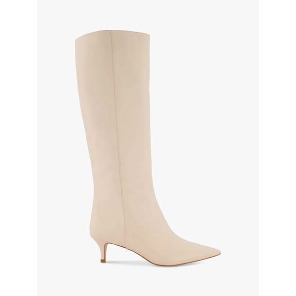cream knee high leather boot