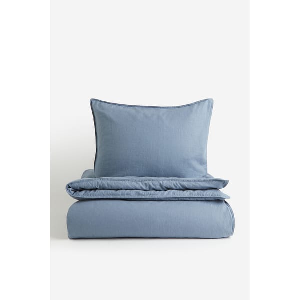 blue linen duvet set