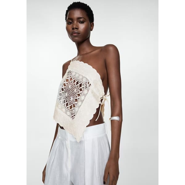 MODEL WEARS MANGO Asymmetrical top with embroidered panel copy