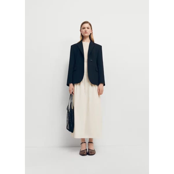 model wearing Elastic panel flared skirt
