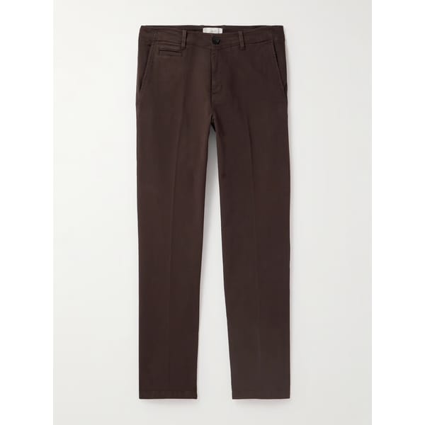 brown mr p Straight-Leg Cotton-Blend Twill Trousers