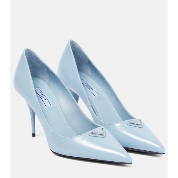 prada Metallic leather pumps in blue