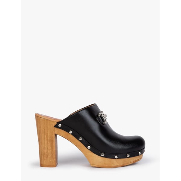 High Horsebit Leather Clog - Black