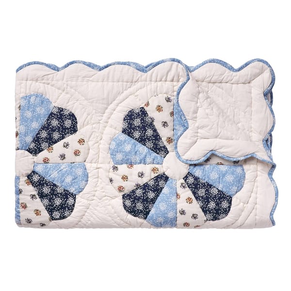 blue and white quilt