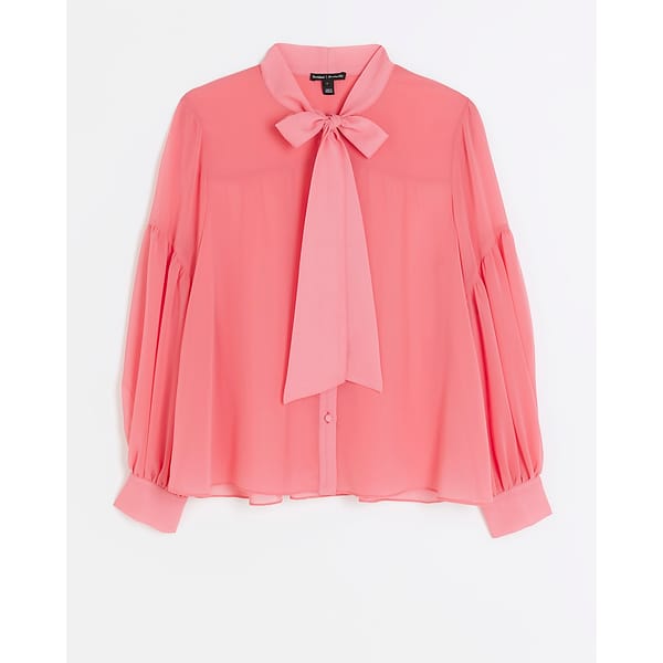 pink pussybow blouse