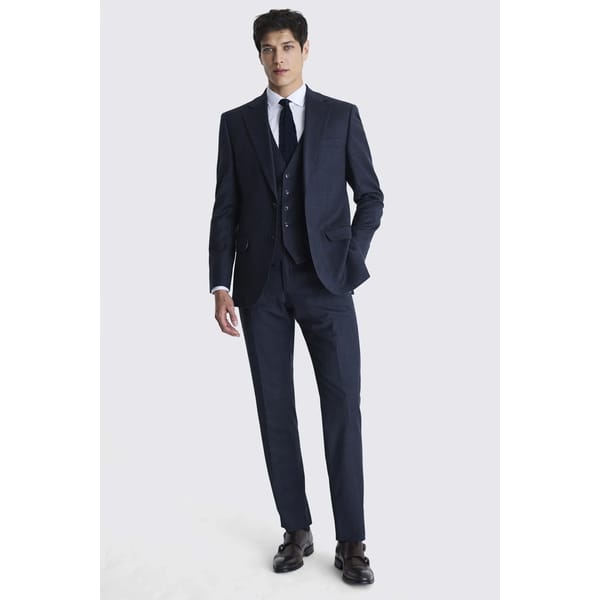 Tailored Fit Navy Check Performance Suit
