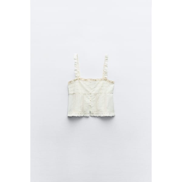 ZARA EMBROIDERED RUFFLED TOP